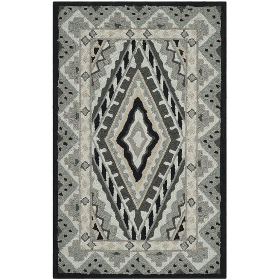 SAFAVIEH Four Seasons Coretta Bordered Area Rug, Ivory/Grey, 2'6" x 4'