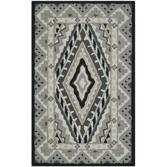 SAFAVIEH Four Seasons Coretta Bordered Area Rug, Ivory/Grey, 2'6" x 4'