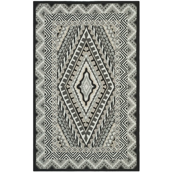 SAFAVIEH Four Seasons Coretta Bordered Area Rug, Ivory/Grey, 8' x 10'