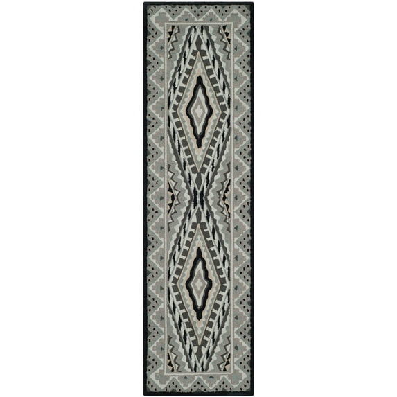 SAFAVIEH Four Seasons Coretta Bordered Runner Rug, Ivory/Grey, 2'3" x 8'