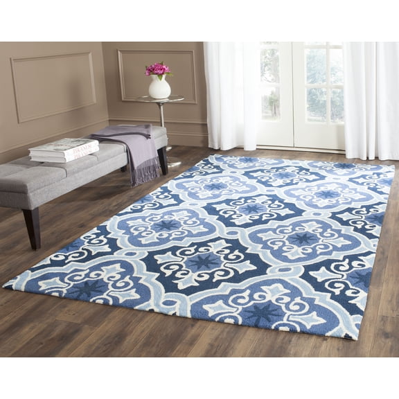 SAFAVIEH Four Seasons Cuthbert Geometric Area Rug, Navy/Blue, 3'6" x 5'6"