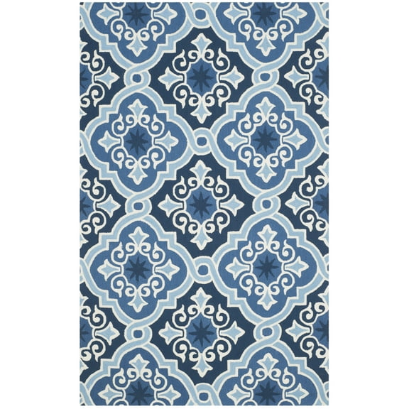 SAFAVIEH Four Seasons Cuthbert Geometric Area Rug, Navy/Blue, 5' x 8'