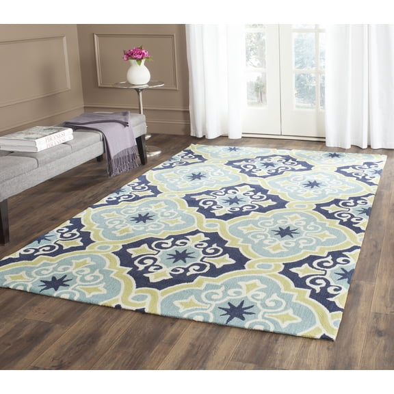 SAFAVIEH Four Seasons Cuthbert Geometric Area Rug, Navy/Light Blue, 3'6" x 5'6"