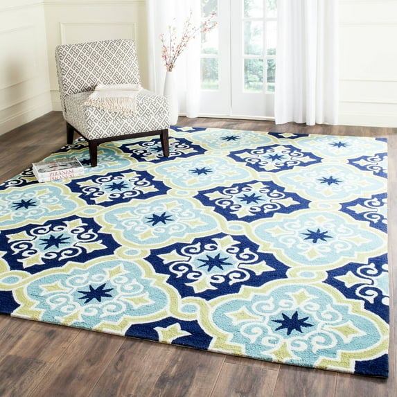 SAFAVIEH Four Seasons Cuthbert Geometric Area Rug, Navy/Light Blue, 8' x 10'