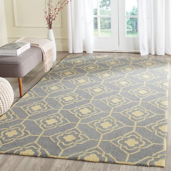 SAFAVIEH Four Seasons Delbert Trellis Polyester Area Rug, Grey/Gold, 3'6" x 5'6"