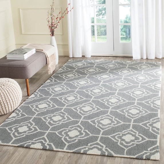 SAFAVIEH Four Seasons Delbert Trellis Polyester Area Rug, Grey/Ivory, 3'6" x 5'6"
