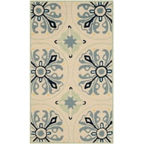 SAFAVIEH Four Seasons Edna Floral Area Rug, Ivory/Blue, 2'3" x 3'9"