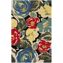 SAFAVIEH Four Seasons Emely Floral Area Rug, Black/Multi, 2'4" x 4'