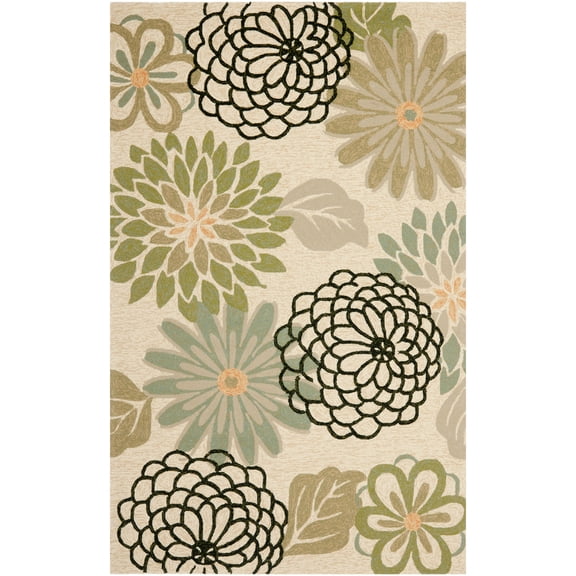 SAFAVIEH Four Seasons Emmalyn Floral Area Rug, Beige/Green, 3'6" x 5'6"