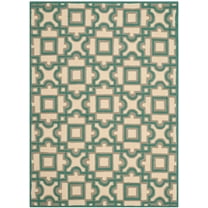 SAFAVIEH Four Seasons Gracelyn Geometric Area Rug, Ivory/Aqua, 5' x 7'