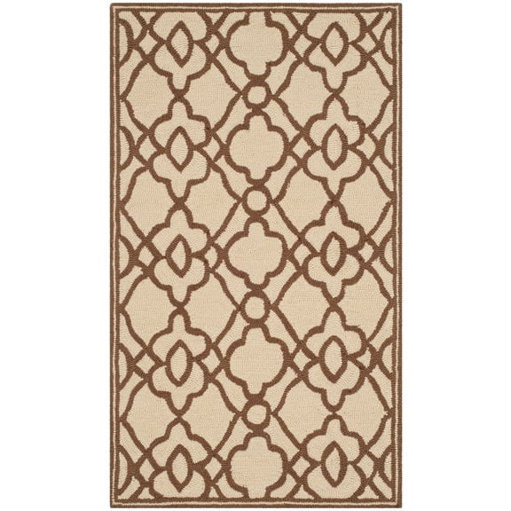 SAFAVIEH Four Seasons Hannan Geometric Area Rug, Ivory/Dark Brown, 2'3" x 3'9"