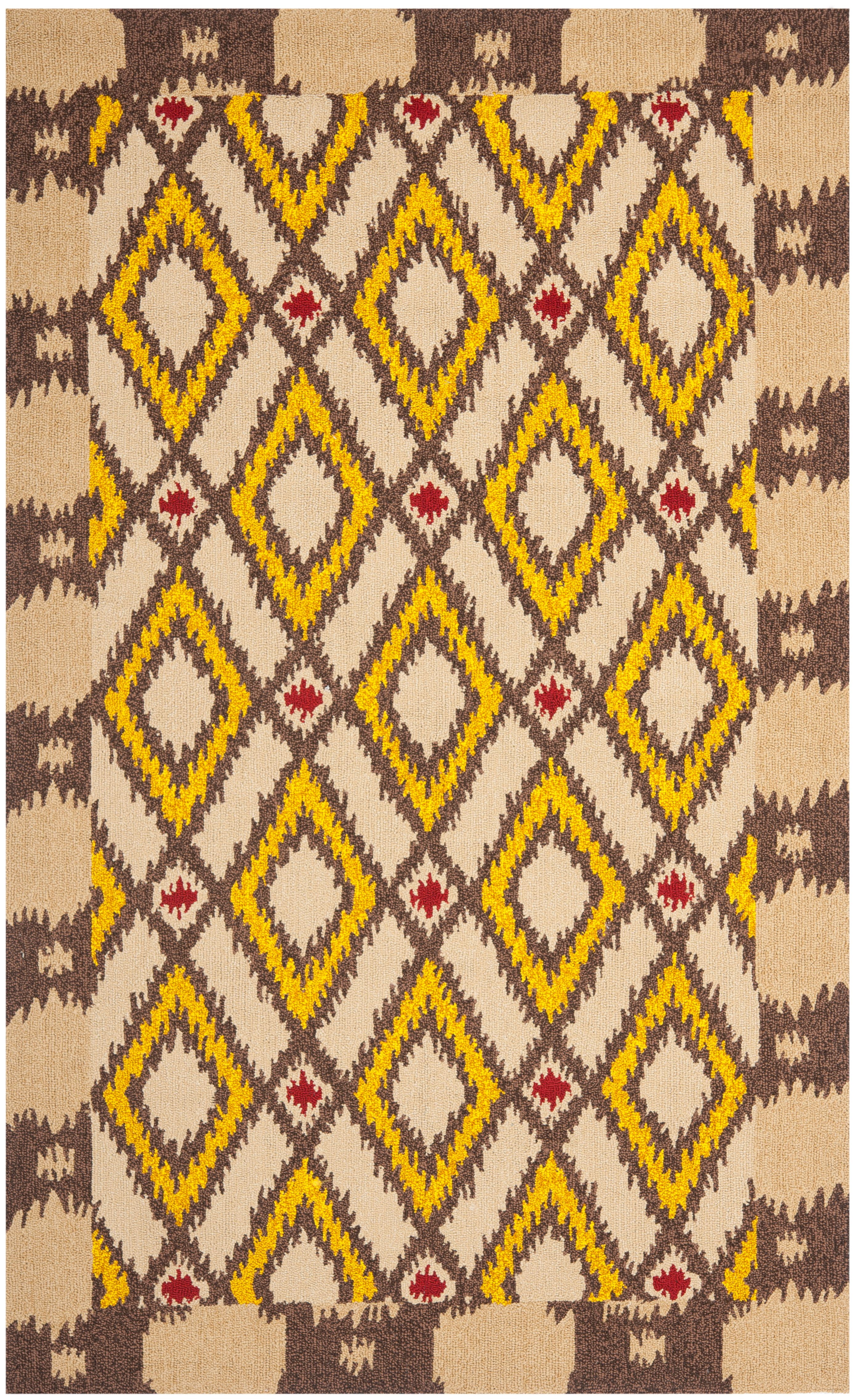 Handmade Red and Yellow Floral Rectangular Area Rug
