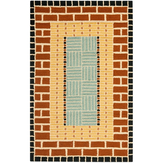 SAFAVIEH Four Seasons Janne Geometric Area Rug, Brown/Blue, 2'6" x 4'
