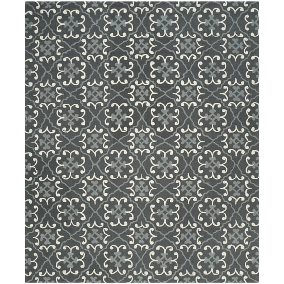 SAFAVIEH Four Seasons Jillean Floral Polyester Area Rug, Dark Grey/Ivory, 8' x 10'