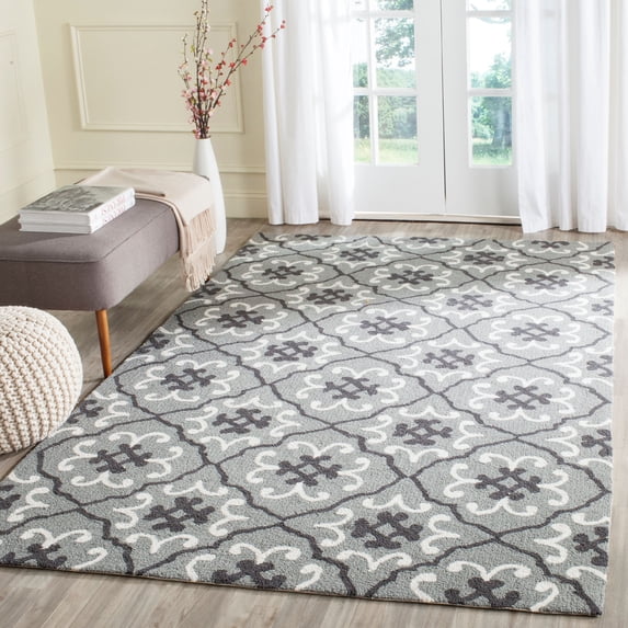 SAFAVIEH Four Seasons Jillean Floral Polyester Area Rug, Grey/Ivory, 5' x 8'