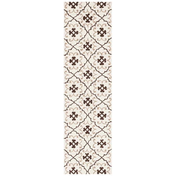 SAFAVIEH Four Seasons Jillean Floral Polyester Runner Rug, Ivory/Grey, 2'3" x 8'