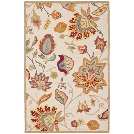 SAFAVIEH Four Seasons Kaelee Floral Area Rug, Ivory/Yellow, 3'6" x 5'6"