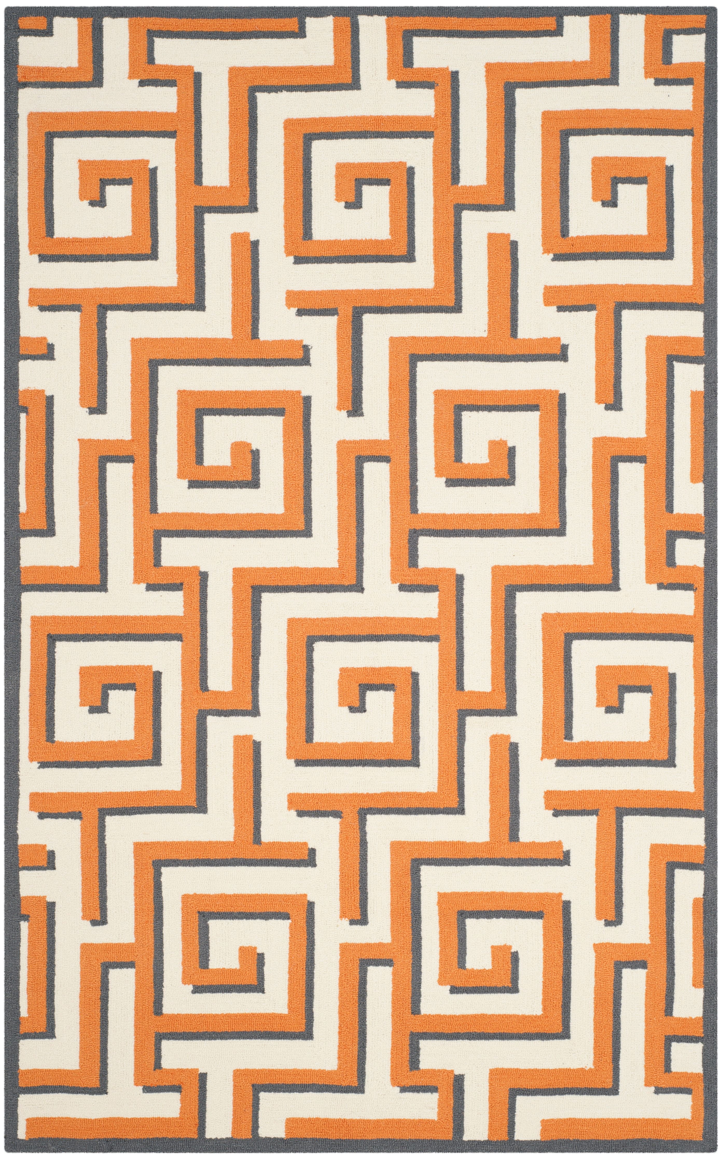SAFAVIEH Four Seasons Lazar Geometric Polyester Area Rug, Ivory/Brown ...