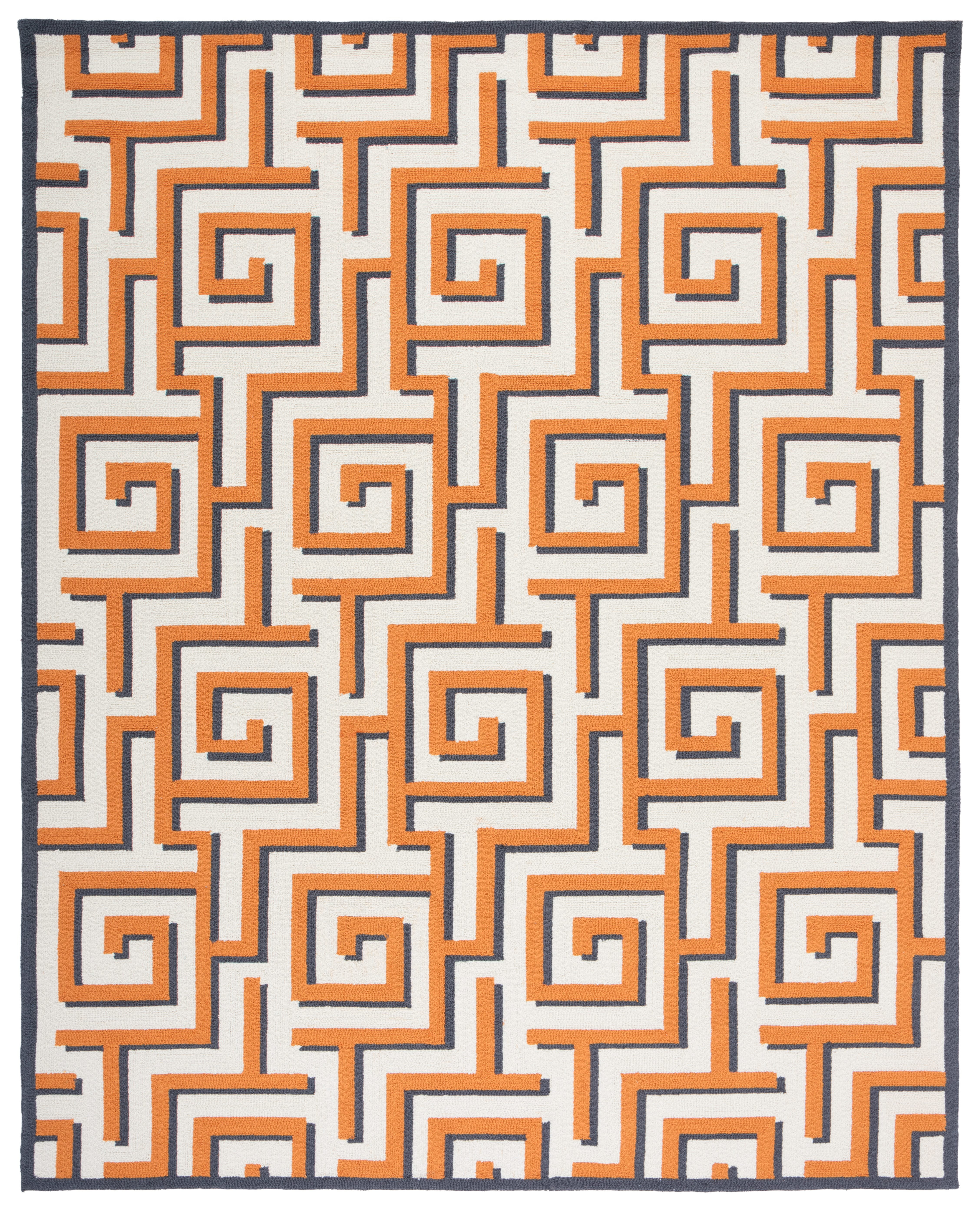 SAFAVIEH Four Seasons Lazar Geometric Polyester Area Rug, Ivory/Brown ...