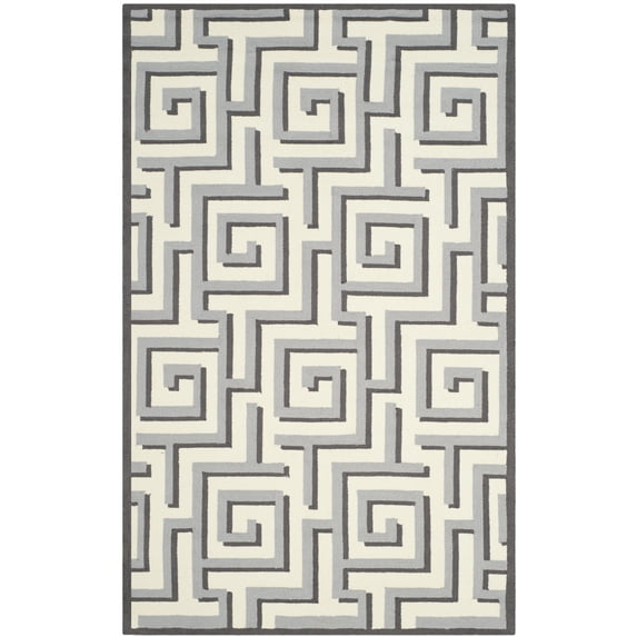 SAFAVIEH Four Seasons Lazar Geometric Polyester Area Rug, Ivory/Grey, 3'6" x 5'6"