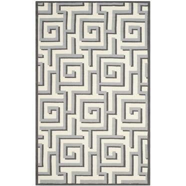 SAFAVIEH Four Seasons Lazar Geometric Polyester Area Rug, Ivory/Grey, 5' x 8'
