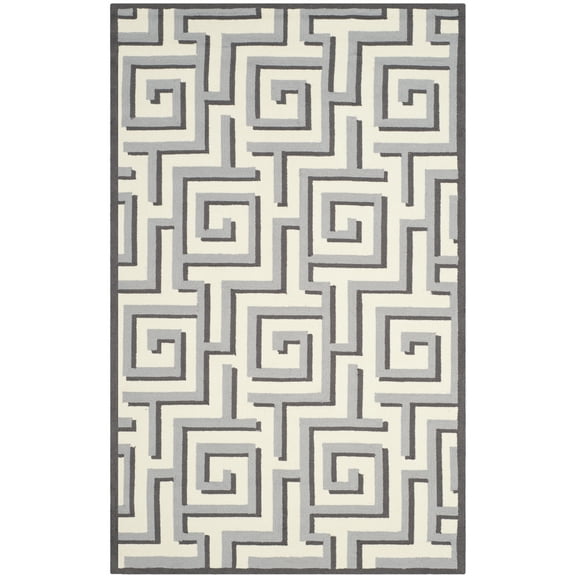 SAFAVIEH Four Seasons Lazar Geometric Polyester Area Rug, Ivory/Grey, 5' x 8'
