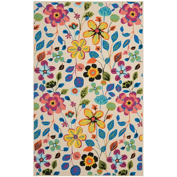 SAFAVIEH Four Seasons Marjory Colorful Floral Area Rug, Ivory/Multi, 3'6" x 5'6"