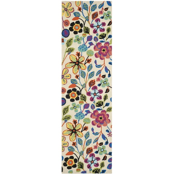 SAFAVIEH Four Seasons Marjory Floral Runner Rug, Ivory/Multi, 2'3" x 8'