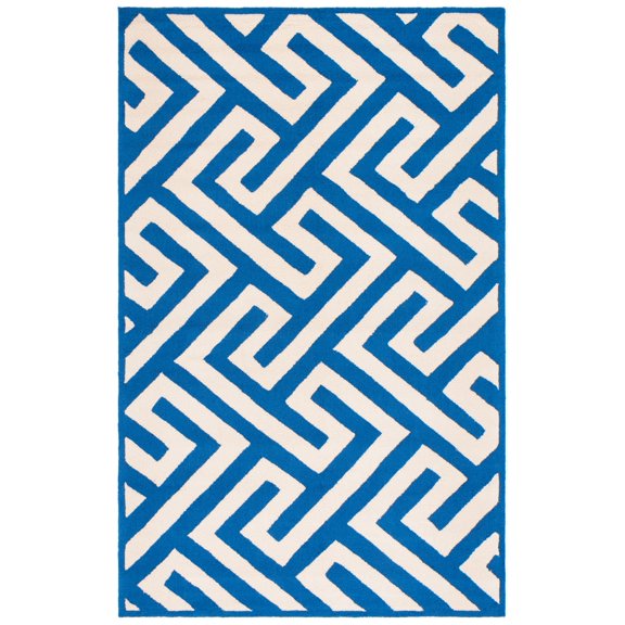 SAFAVIEH Four Seasons Mihail Geometric Area Rug, Ivory/Blue, 3'6" x 5'6"