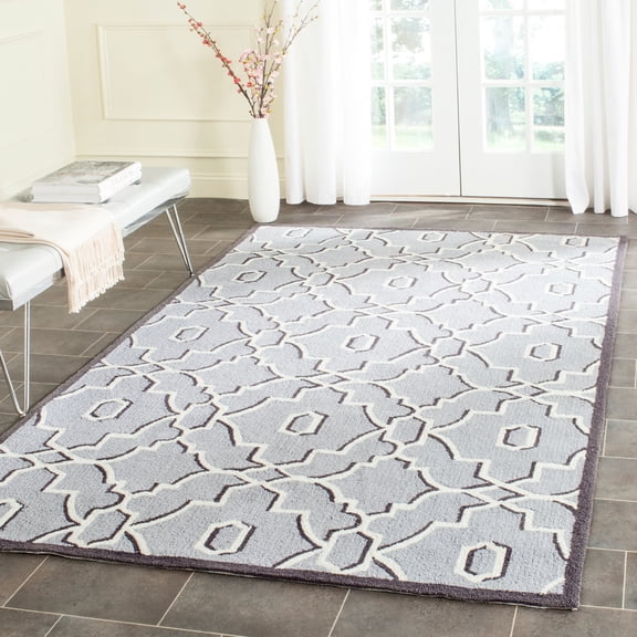SAFAVIEH Four Seasons Nowell Geometric Polyester Area Rug, Grey/Ivory, 3'6" x 5'6"