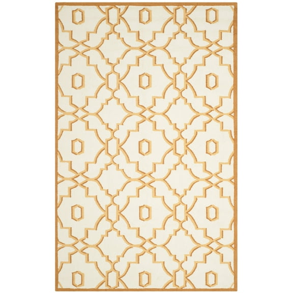 SAFAVIEH Four Seasons Nowell Geometric Polyester Area Rug, Ivory/Tan, 3'6" x 5'6"