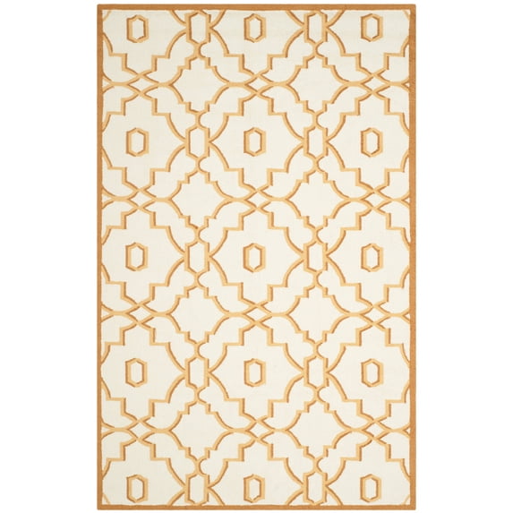SAFAVIEH Four Seasons Nowell Geometric Polyester Area Rug, Ivory/Tan, 5' x 8'