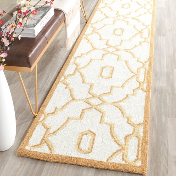SAFAVIEH Four Seasons Nowell Geometric Polyester Runner Rug, Ivory/Tan, 2'3" x 8'