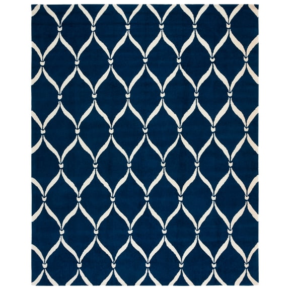 SAFAVIEH Four Seasons Rionach Geometric Polyester Area Rug, Navy/Ivory, 8' x 10'