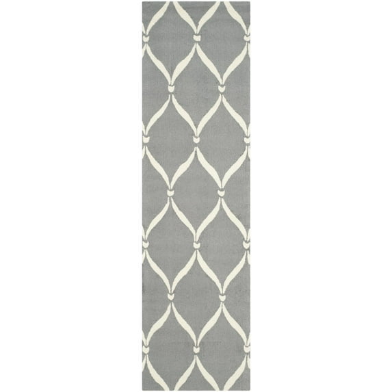SAFAVIEH Four Seasons Rionach Geometric Polyester Runner Rug, Grey/Ivory, 2'3" x 8'
