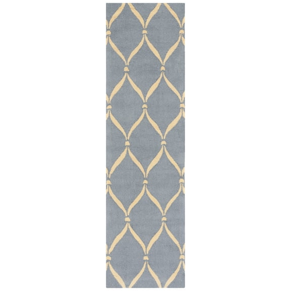 SAFAVIEH Four Seasons Rionach Geometric Polyester Runner Rug, Light Blue/Ivory, 2'3" x 8'