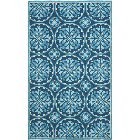 SAFAVIEH Four Seasons Saranna Geometric Area Rug, Blue/Multi, 3'6" x 5'6"