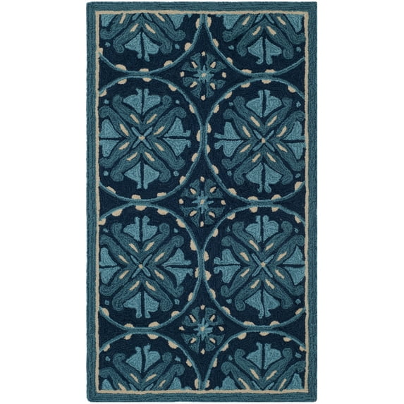 SAFAVIEH Four Seasons Saranna Geometric Polyester Area Rug, Blue/Multi, 2'4" x 4'