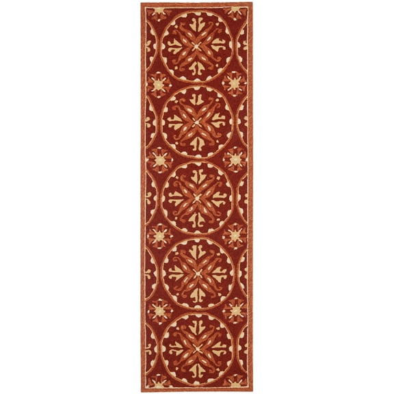 SAFAVIEH Four Seasons Saranna Geometric Runner Rug, Red/Orange, 2'3" x 8'