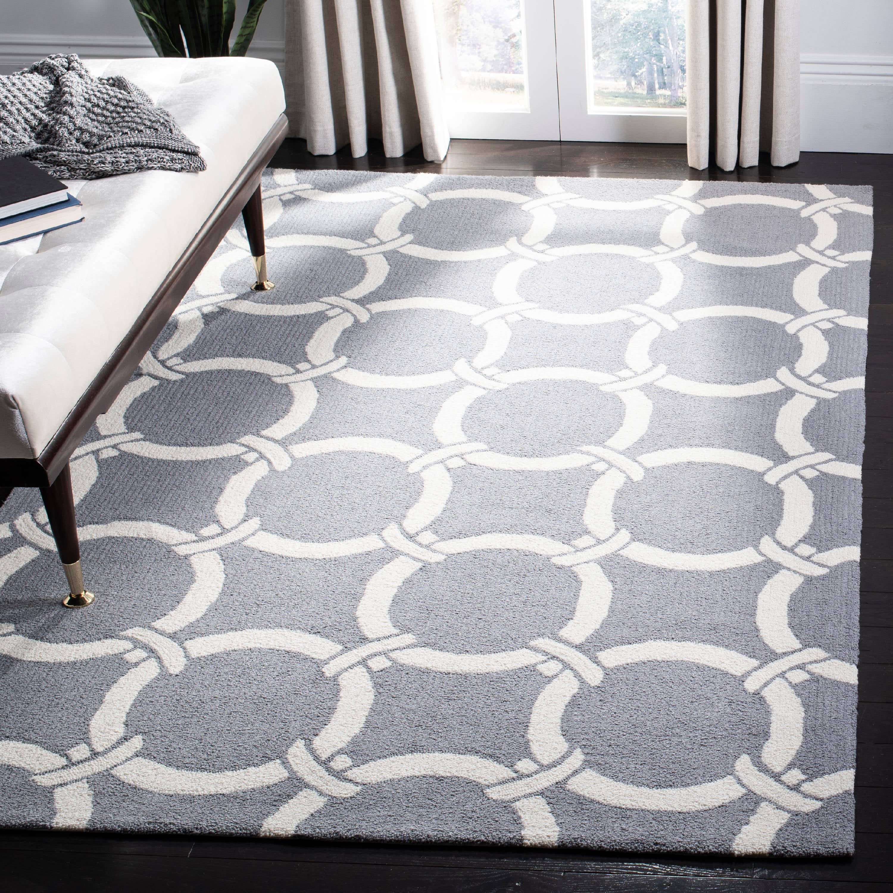 Gray Polyester Rug SAFAVIEH Four Seasons Soren Geometric Polyester Area Rug, Grey/Ivory, 3 ...