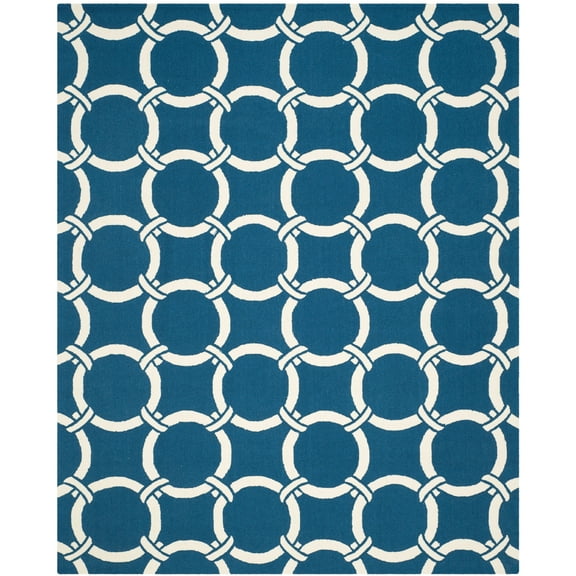 SAFAVIEH Four Seasons Soren Geometric Polyester Area Rug, Navy/Ivory, 5' x 8'