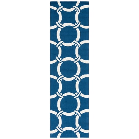 SAFAVIEH Four Seasons Soren Geometric Polyester Runner Rug, Navy/Ivory, 2'3" x 8'