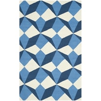 SAFAVIEH Four Seasons Tyler Geometric Area Rug, Ivory/Blue, 5' x 8'