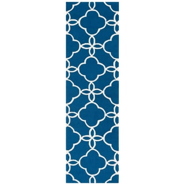 SAFAVIEH Four Seasons Vaska Geometric Runner Rug, Navy/Ivory, 2'3" x 8'