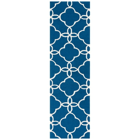 SAFAVIEH Four Seasons Vaska Geometric Runner Rug, Navy/Ivory, 2'3" x 8'
