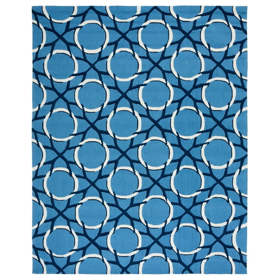 SAFAVIEH Four Seasons Vinal Floral Polyester Area Rug, Blue/Ivory, 8' x 10'
