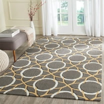 SAFAVIEH Four Seasons Vinal Floral Polyester Area Rug, Grey/Ivory, 5' x 8'