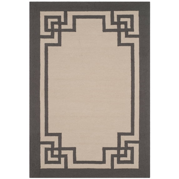 SAFAVIEH Four Seasons Yasim Bordered Area Rug, Ivory/Charcoal, 4' x 6'
