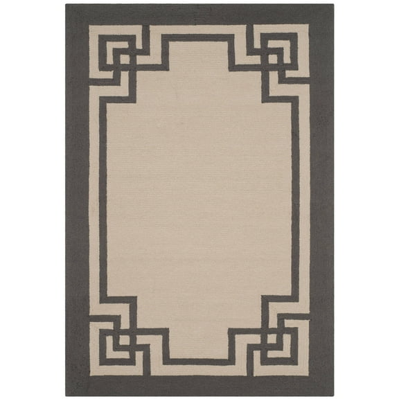 SAFAVIEH Four Seasons Yasim Bordered Area Rug, Ivory/Charcoal, 4' x 6'