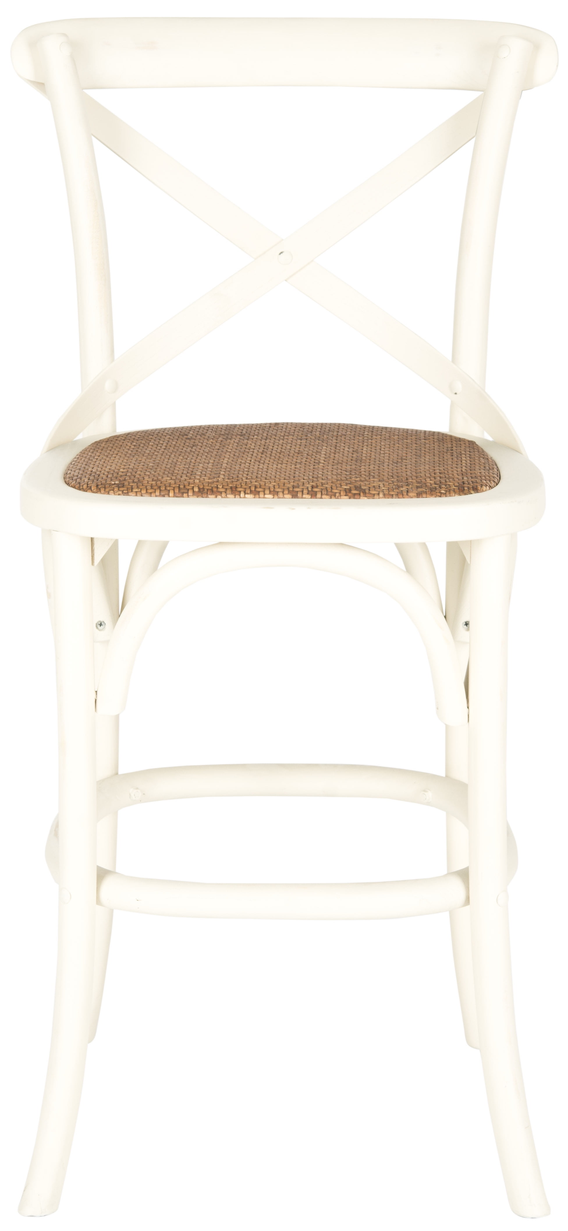 Antique White Oak X Back Counter Stool with Rattan Seat